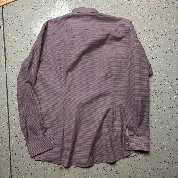 Eton Contemporary 43 17 Geometric Mens Dress Shirt Geometric Plum Purple Long - Picture 7 of 7